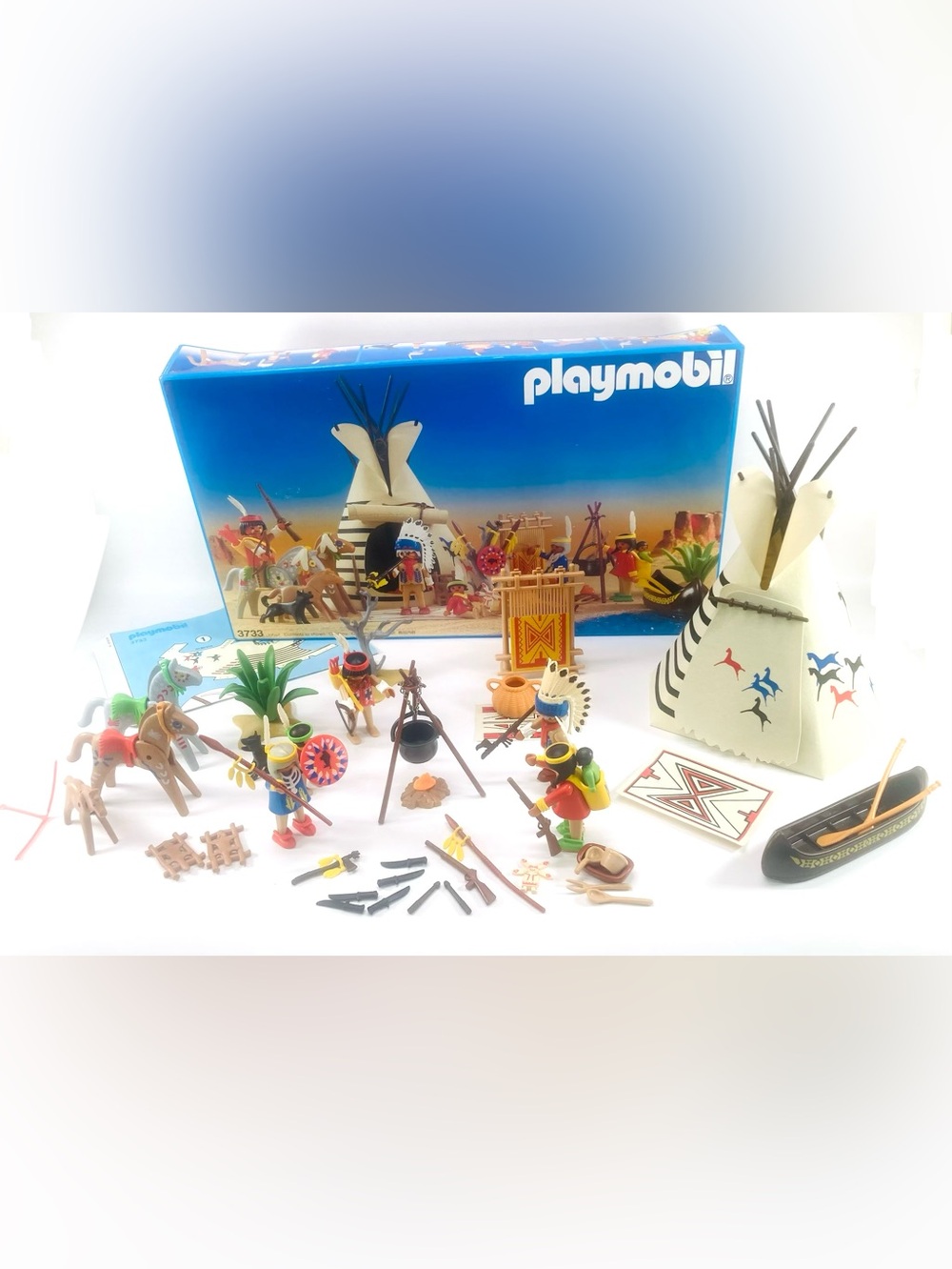 Vtg 1990 PLAYMOBIL 3733 Western Teepee Native American Indian Village Near 100%